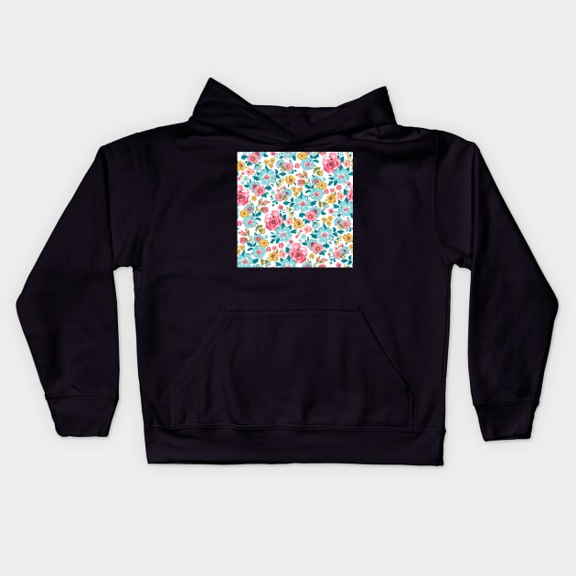 Ditsy Flowers Kids Hoodie by CajaDesign